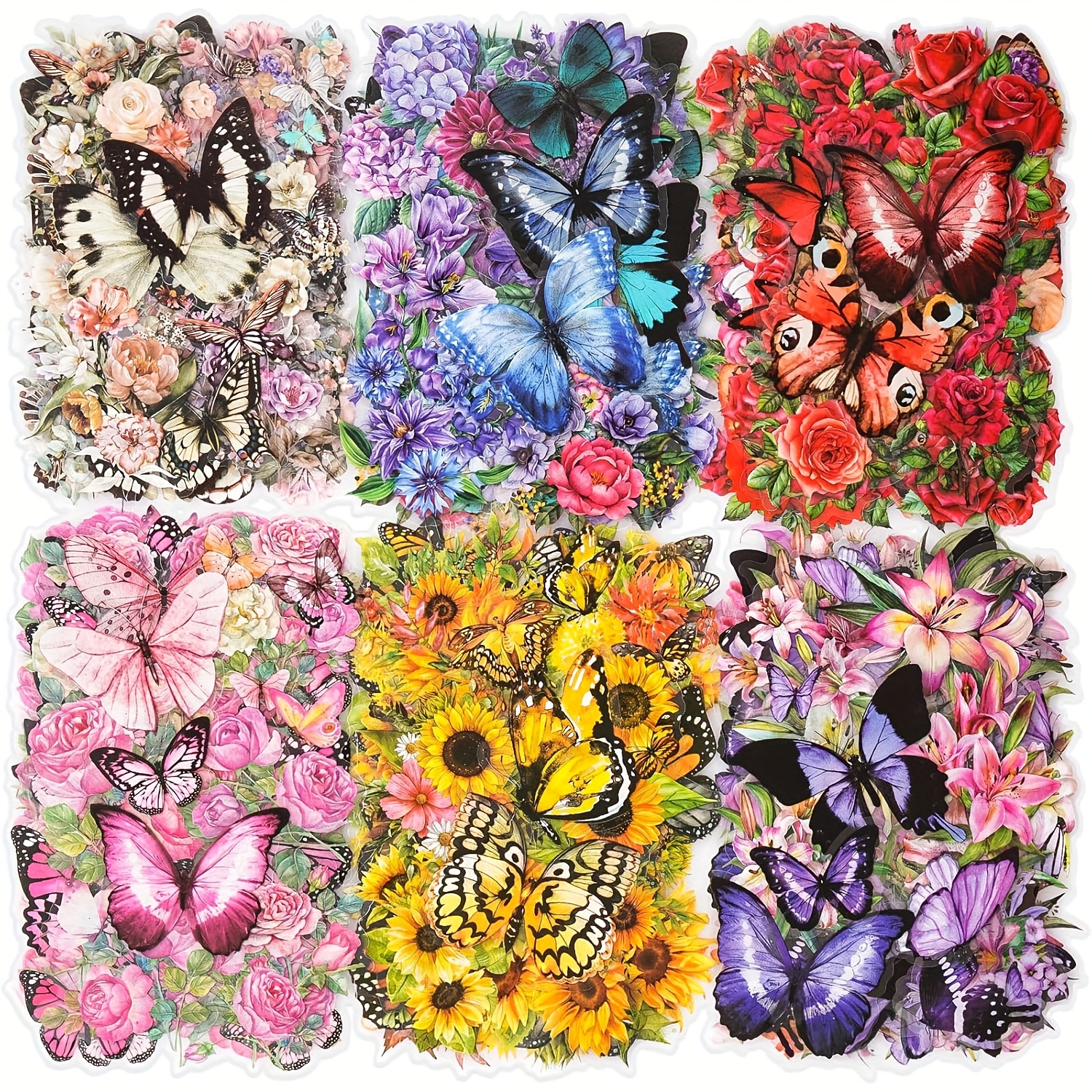 Image of 300pcs Of Colorful And Flower Transparent Pet Stickers - Bright Floral Decals Perfect For Scrapbooking, Journaling, Crafts, And Home Decoration - Self-adhesive With A Glossy End And Designs