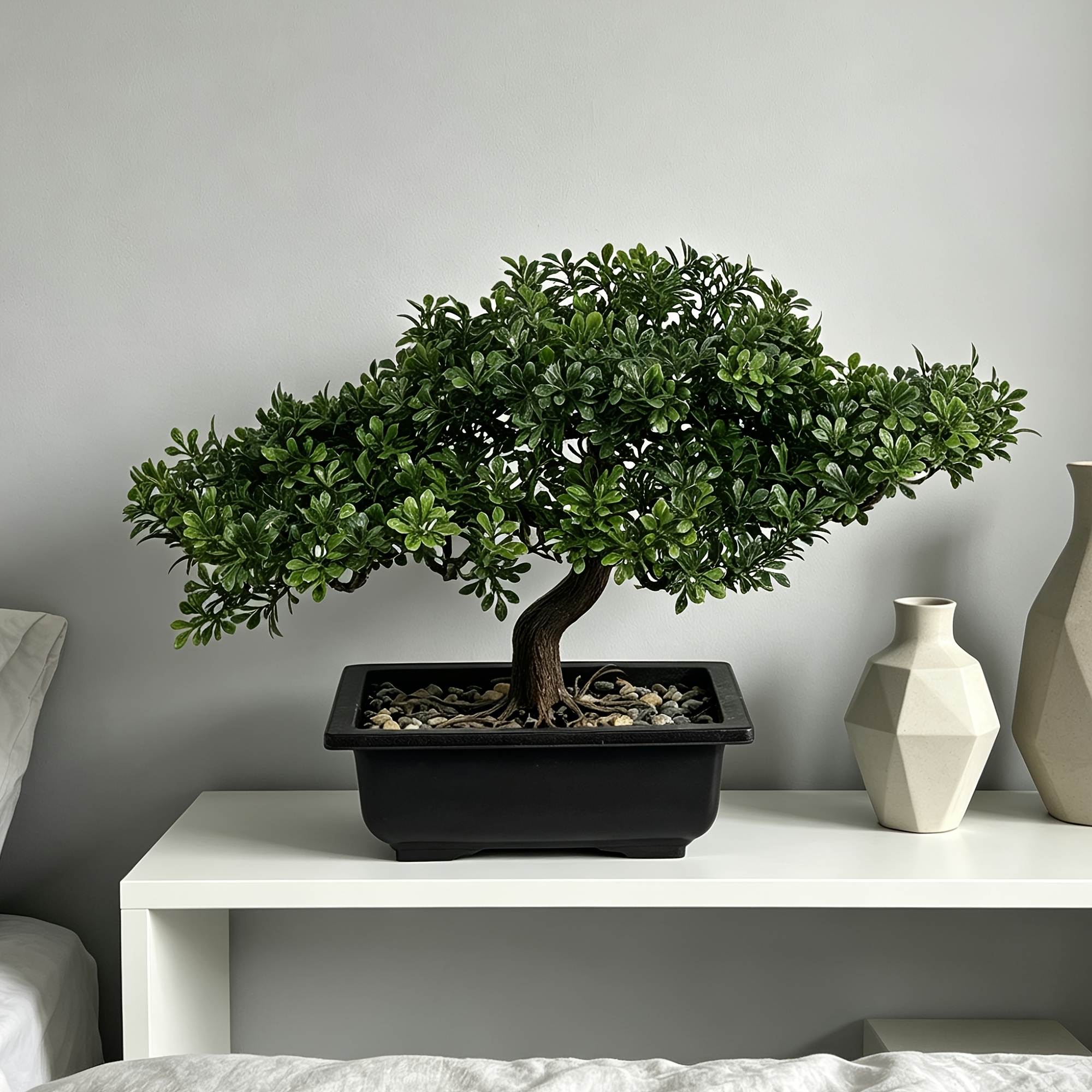 Artificial Aglaia Odorata Bonsai with Stone Accent