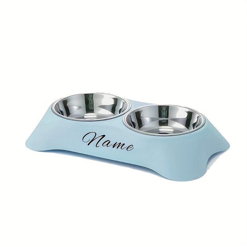 TEMU [customized] Personalized Stainless Steel Double Pet Bowl Bowl Super Intimate Universal Feeding And Replenishing Durable Fashionable Scene