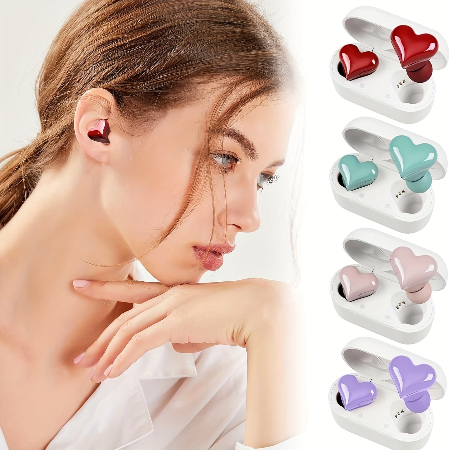 

Heart-shaped Wireless Earbuds-active Noise Cancelling-long Batterylife-perfect For Music, Running, Gaming-gift For Her