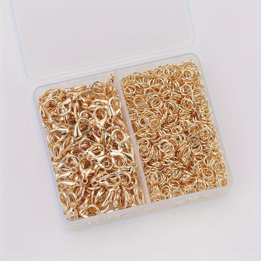 TEMU 350pcs Zinc Alloy Jewelry Making Kit - Diy Bracelet, Necklace, Earrings Craft Set With 50 Lobster Clasps & 300 Open Jump Rings, Assorted Findings Supplies