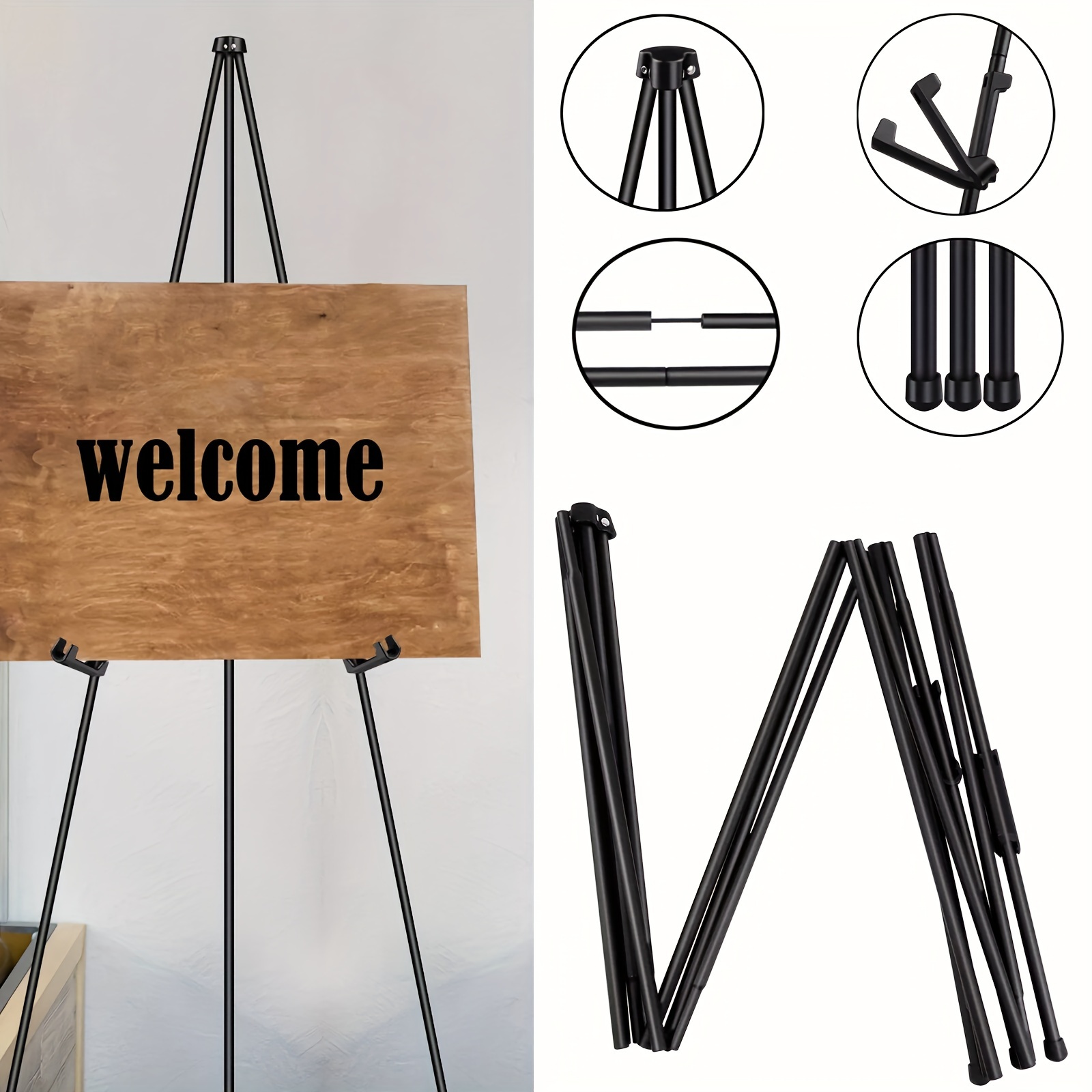 

1pc Adjustable Metal Easel Stand, 66" Portable Display For Wedding Signs & Posters, Art Supplies Craft Artist Painting Easels With Sturdy Base