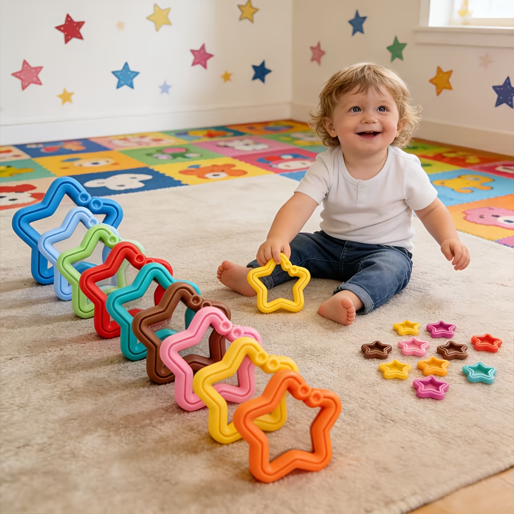 12-Color Rainbow Hanging Ring Baby Toys Set