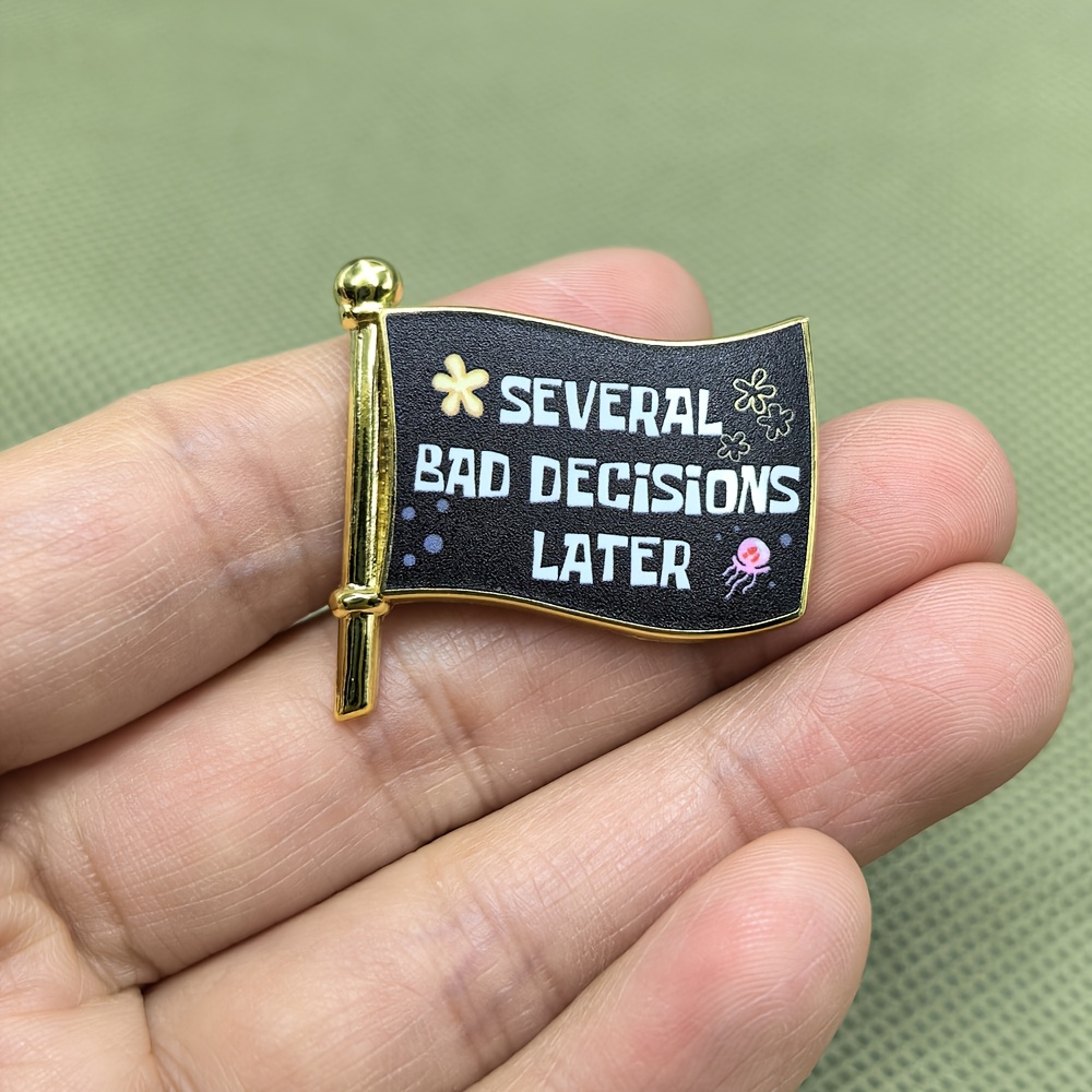 TEMU Enamel Pin Cartoon Anime Peripheral Humor Fun Brooch Lapel Metal Badge Hat Backpack Clothing Additions Holiday Gift For After Making A Few Bad