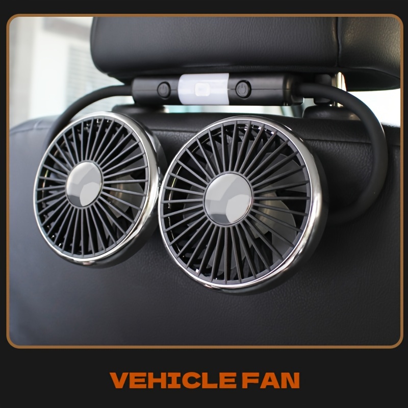 

Dual Head Usb Car Fan With Flexible Gooseneck And Led Lights, 5v Portable Car Seat Cooling Fan For Rear Seat Passengers, Universal Fit, No Battery - Vehicle Air Circulation Accessory