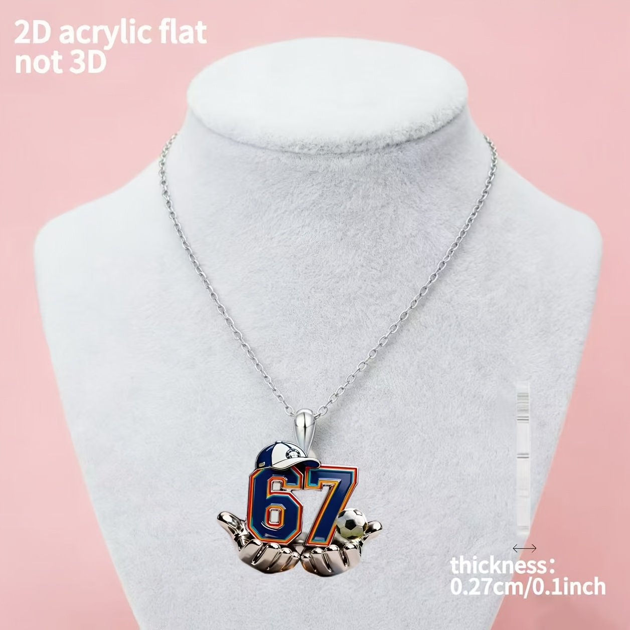 2d flat 1pc     number 67 pendant necklace acrylic   number 67 unisex sweater chain for men women simple elegant gift suitable for daily wear easter mothers day year round present 2d flat