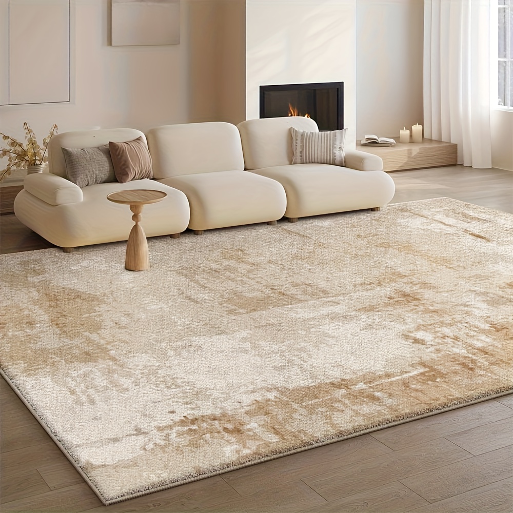 TEMU Modern Abstract Art Warm-, Soft, Durable, Non-slip, Machine Washable Velvet, Suitable For Living Room, Bedroom, Or Study, Multiple Sizes ,