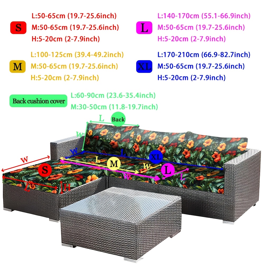 TEMU 1 elástica para sofá con diseño floral de flores de y hojas para patio, jardín, decoración de fiestas en el hogar