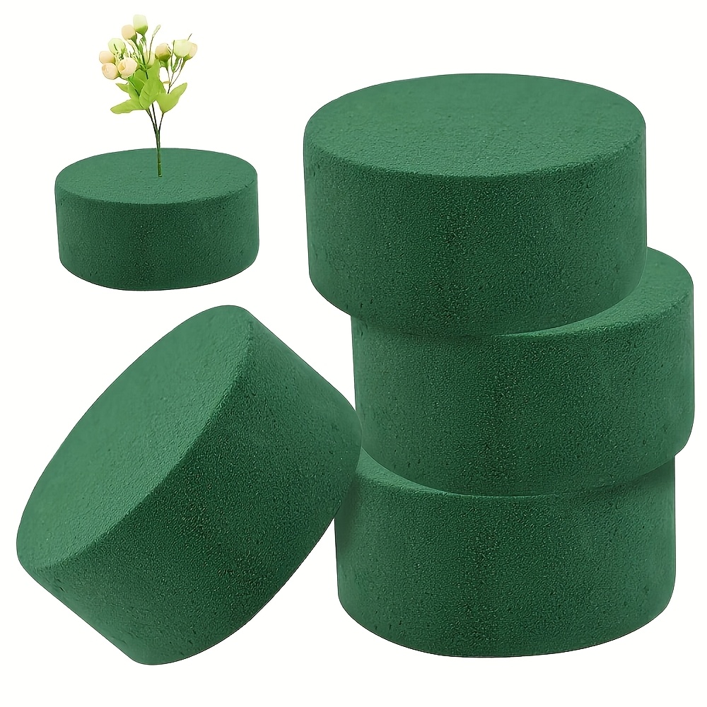 

4pcs Floral Foam Blocks - Green Florist Foam Sponge For Fresh & , Diy Craft Plastic Floral Mud, Use, Round Shape, Cut-to-size Floral Mud Brick