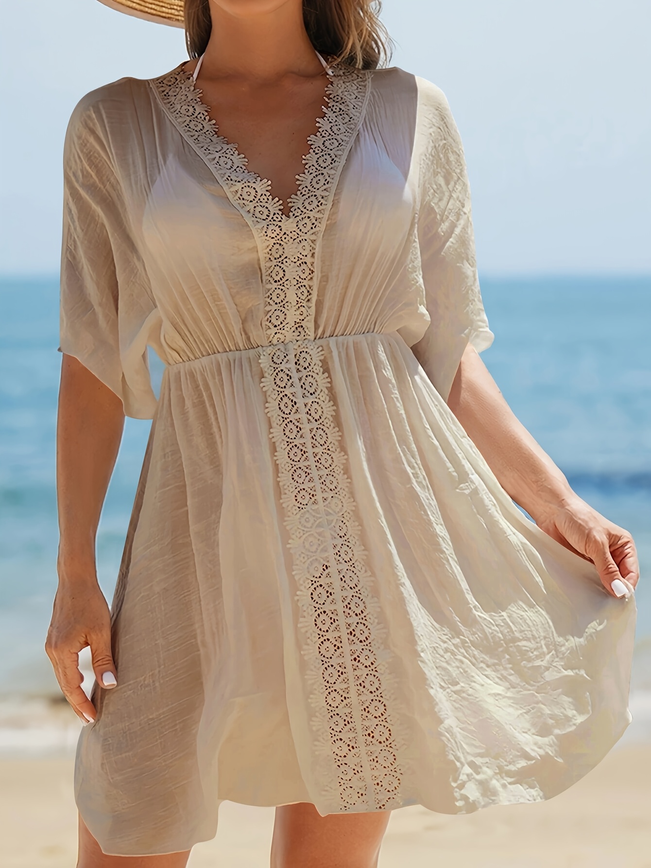 fitted lace wedding dress Baltic Born Womens Mylis Kimono Dress | Blue + Green Print
