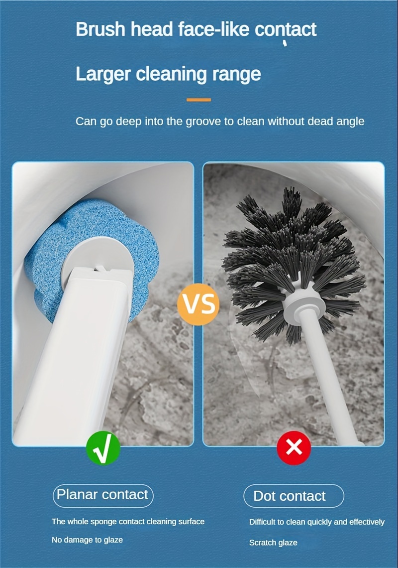 disposable toilet brush with long handle and replaceable brush head bathroom cleaning sponge brush for   scrubbing details 4