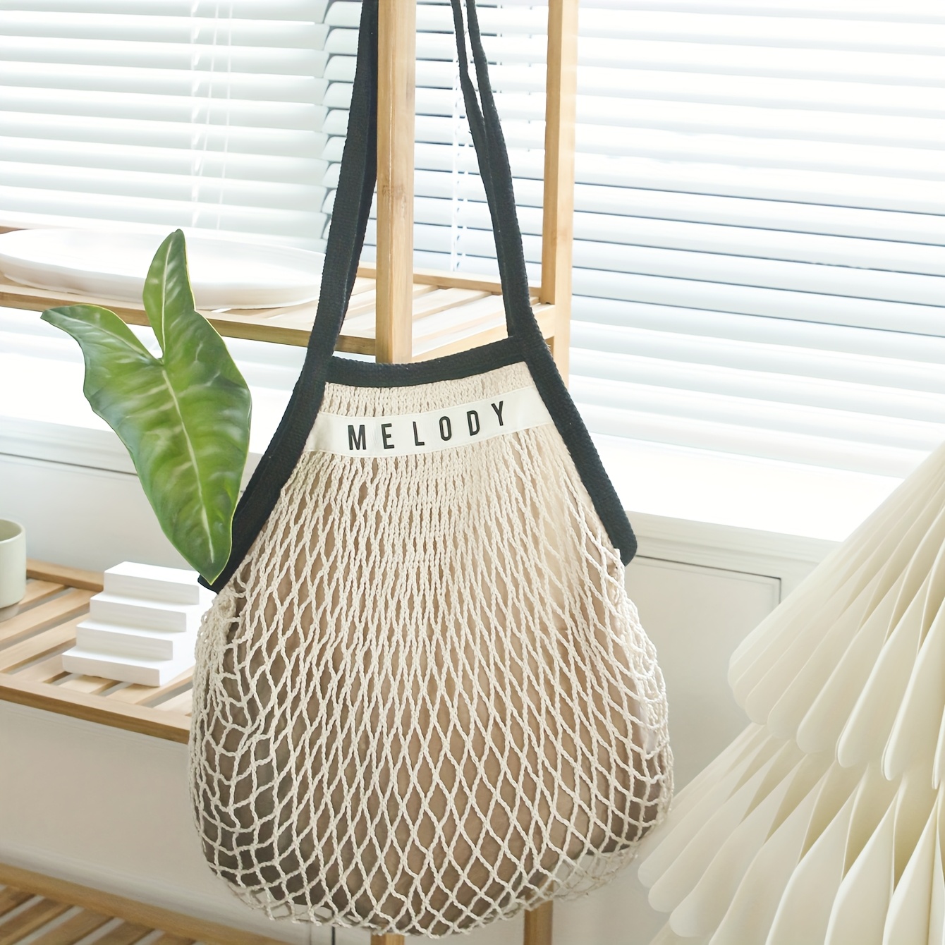 [custom] Personalized Name Mesh Bag With Long Handle Reusable Washable Beach Bag Organizer For Shopping Grocery Bag Net Bags Gift For Mother
