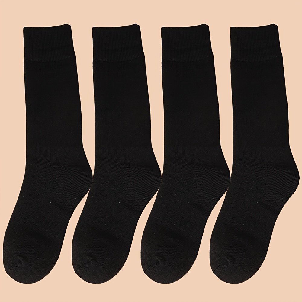 TEMU 4 Pairs Of Long Mid- Socks, Thick Warm Mid- Socks, Suitable For Autumn And