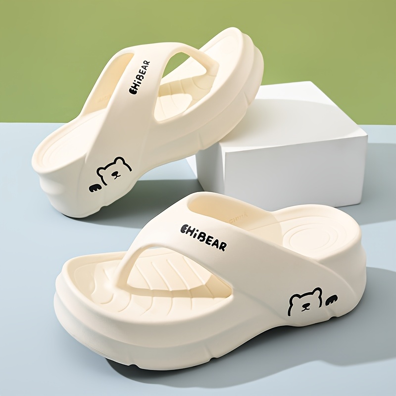 Cute Beige Wedge Flip Flops Mnyotv Comfort Wedge Shoes For Women Cute  Sandals Women Ladies - Main Image