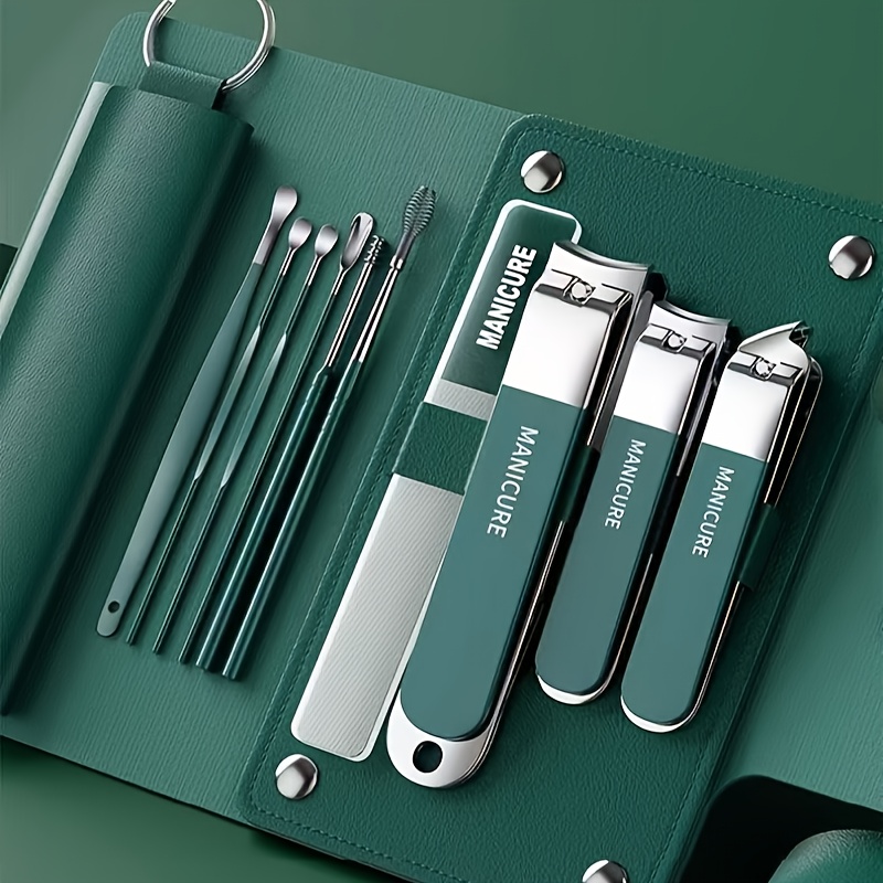 TEMU Start Year With A This 10pcs Carbon Steel Nail Set Includes Precision Tools, Case, Nail Clippers, Nail Files, Angled Nail Clippers, Ear Picks,