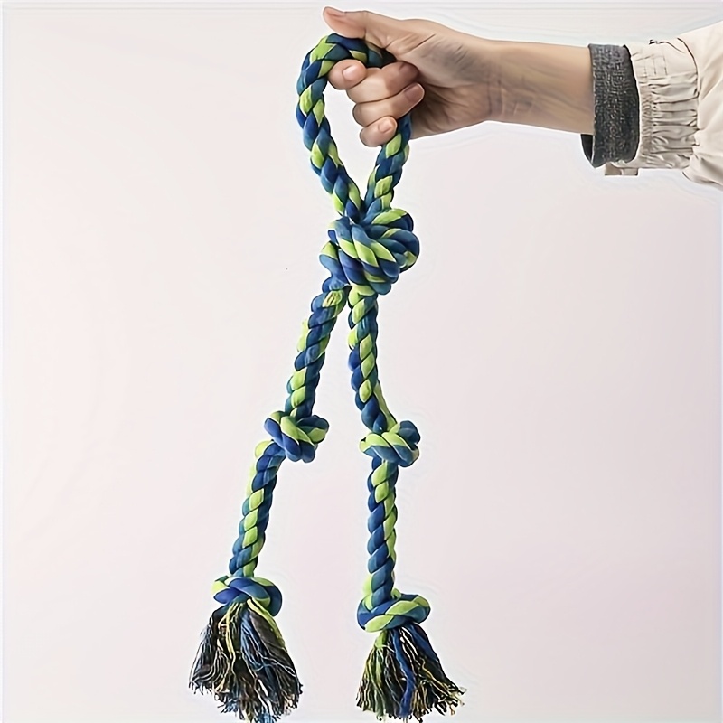 TEMU A Sturdy Rope Knot Chew Toy For Dogs, Great For Tugging Games - In Teal, This Interactive Dental Toy Is Designed For Medium To Large Breeds, Helping To Clean Teeth And Oral Health