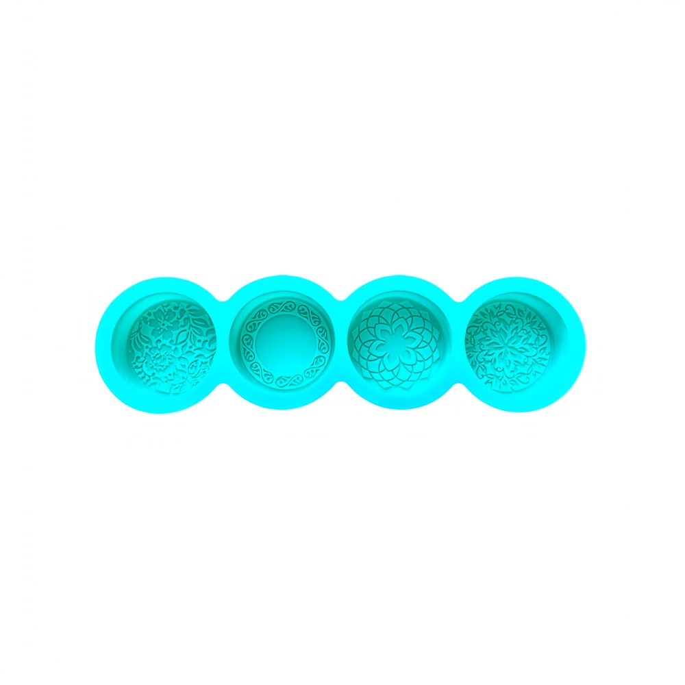 TEMU 1pc 4-cavity Round Carved Shape Soap Silicone Mold, Suitable For Aromatherapy Soap Handmade Diy Candle Mold