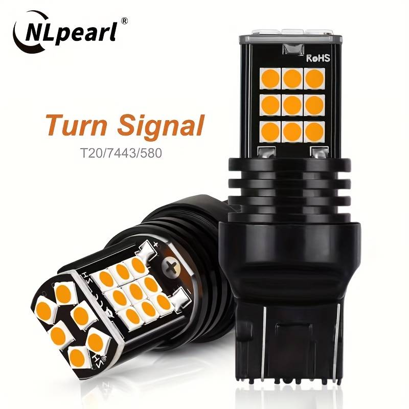 2x 7440 Yellow LED Bulbs – 12V 21W For Turn Signals Or Parking Lights