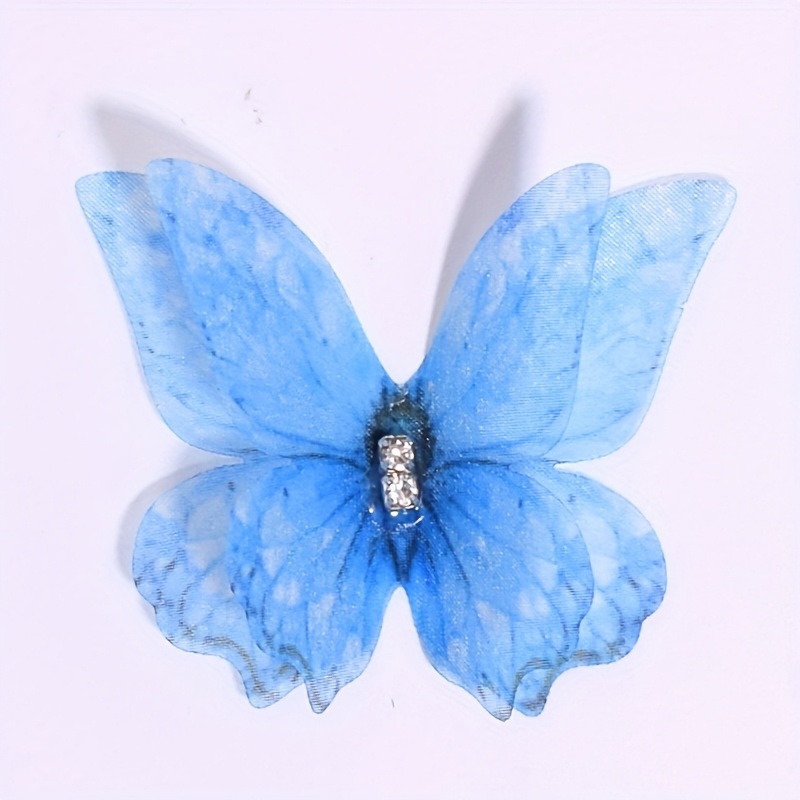 Image of 30pcs Beautiful Diy Decorations - Realistic Butterflies Handmade Accessories - Colorful Double-layer Tulle Embellishments For Hair Clips, Costume, And Clothing Decoration
