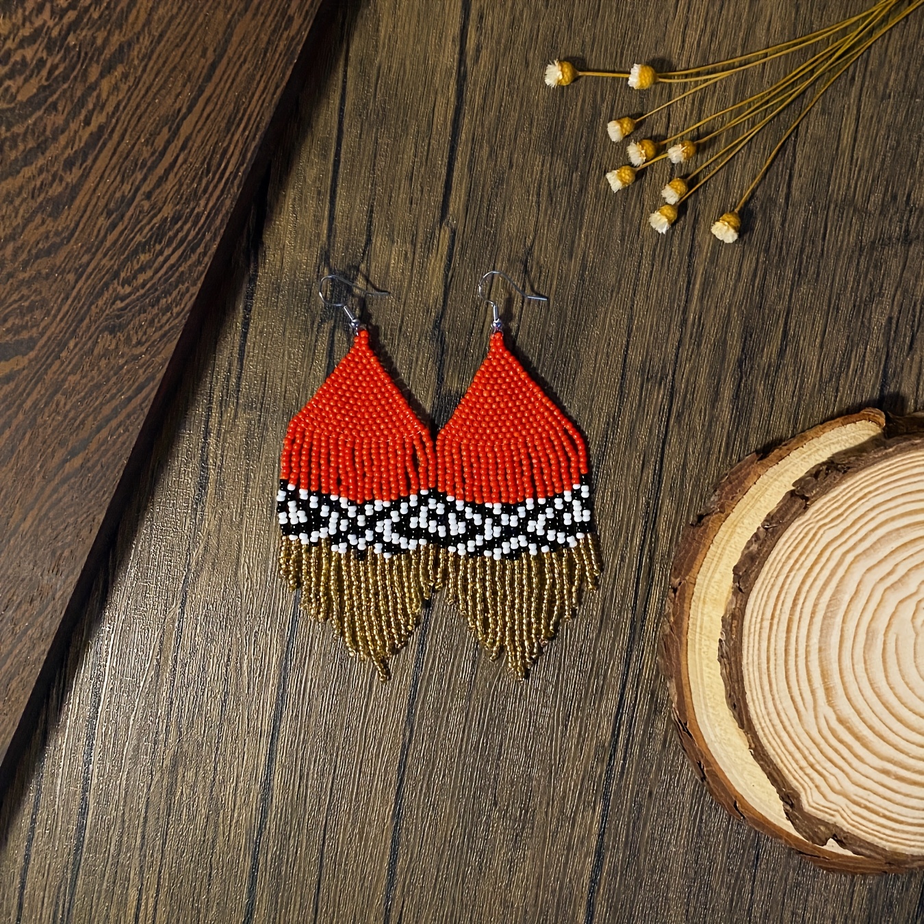 Women's Retro Geometric Bead Dangle Earrings