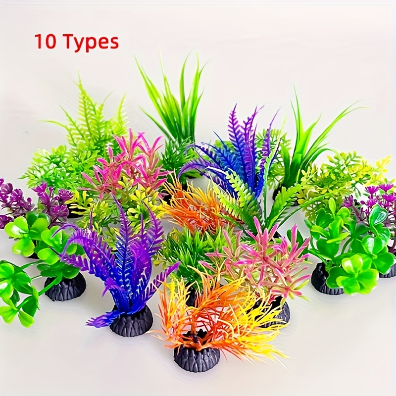 10pcs Pvc Artificial Aquatic Plants For Fish Decor, Simulated Aquarium Plant Decorations