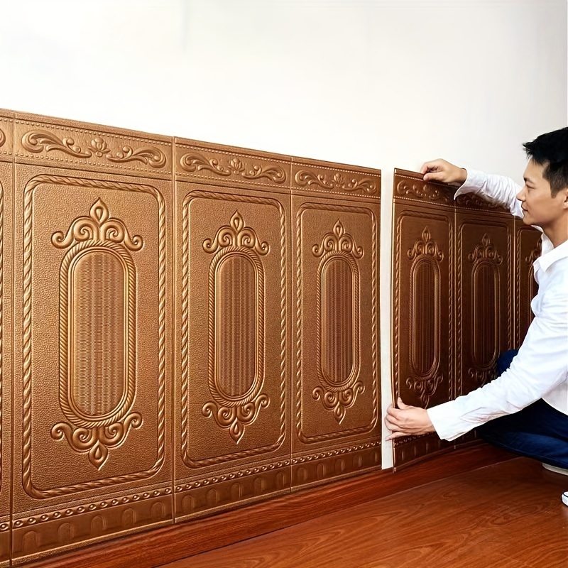 5pcs set 3d wall panels thick waterproof moisture resistant self adhesive wall stickers for bedroom decor details 0