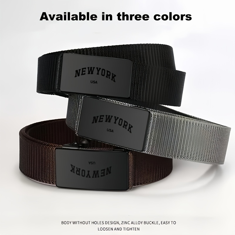 York Pattern Men's Woven Belt with Automatic Buckle