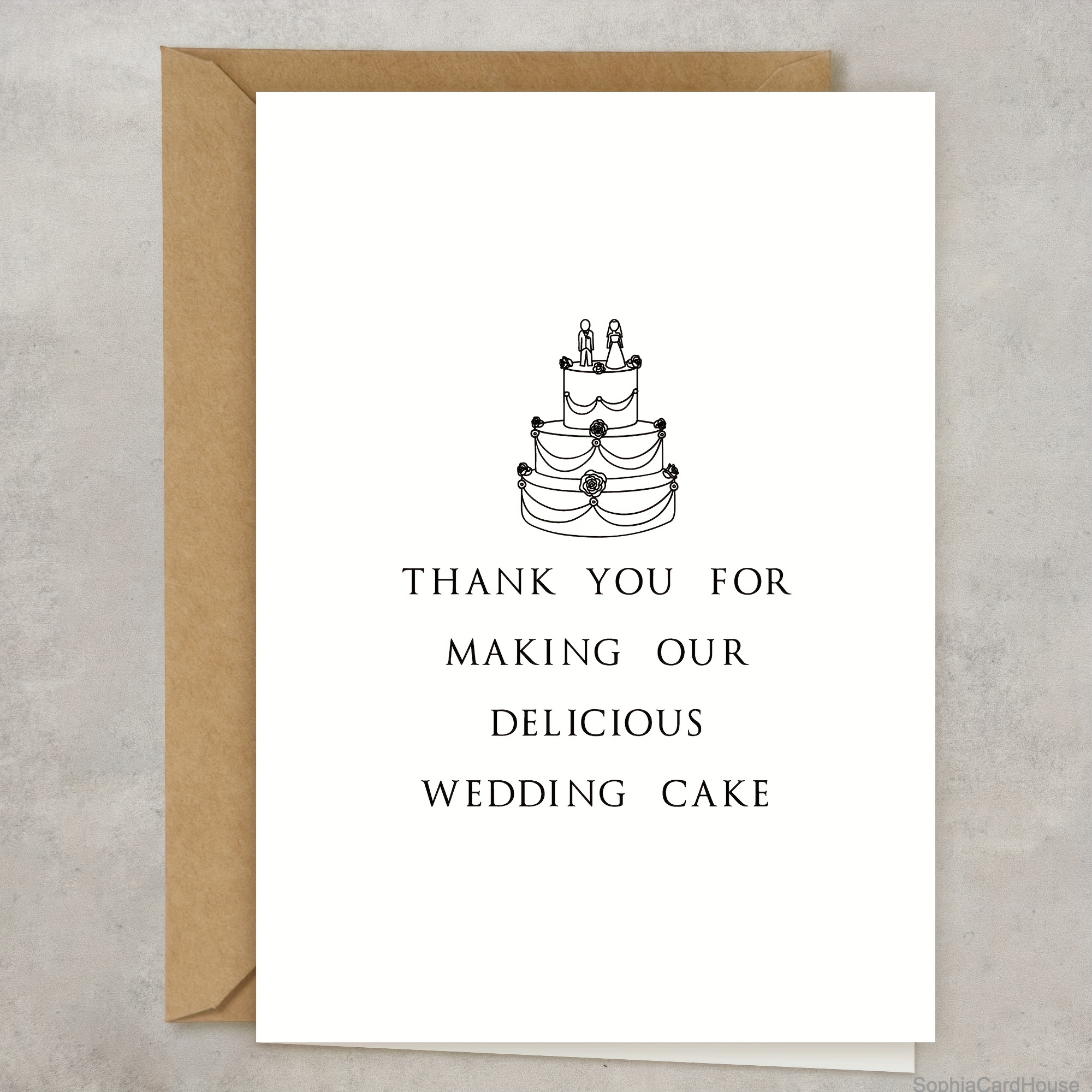 

Wedding Thank You Card For Baker - Personalized English Text, Any Recipient, Wedding Cake Appreciation Greeting Card