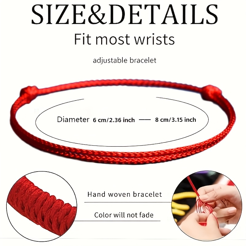 2pcs Bohemian Handwoven Red Rope Bracelets Adjustable Friendship & Love