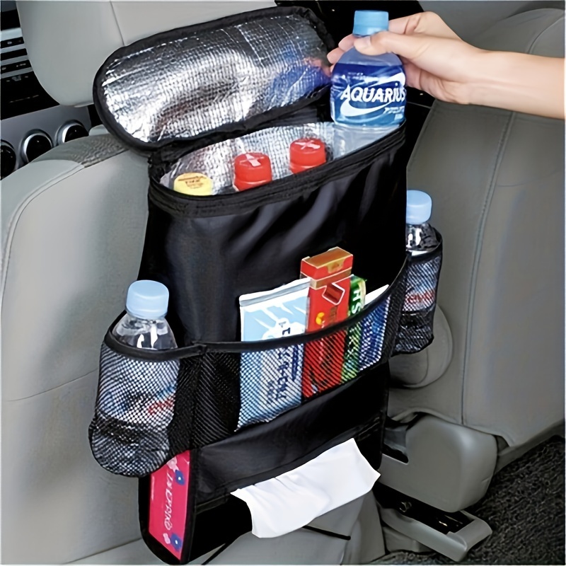 

Car Seat Back Storage Bag With Insulation And Waterproof Function, Hanging Storage Box, Interior Car Accessory, Black Storage Organizer