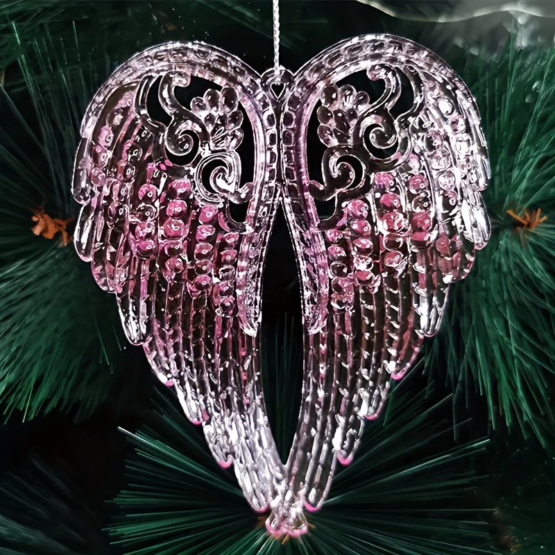 

4pcs New Selling Christmas Acrylic Wings Crystal Ornaments For Diy Crafts, Christmas And New Year Decoration, Home And Room