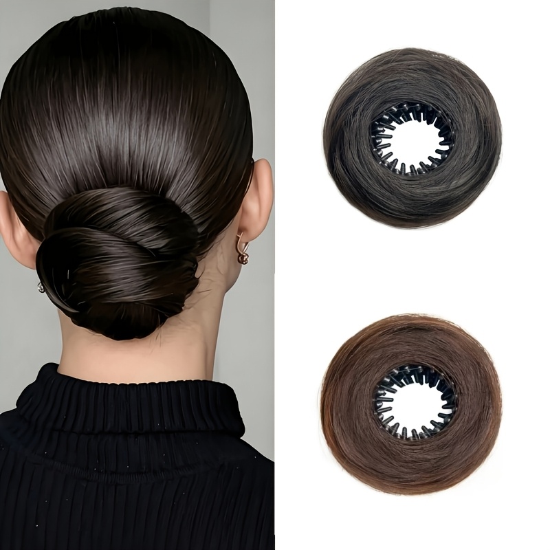TEMU 2pcs Nest Bun Hairpieces With Adjustable Elastic Band, Stretchable Synthetic Hair Extensions For Women, Heat-resistant Fiber For Casual Party