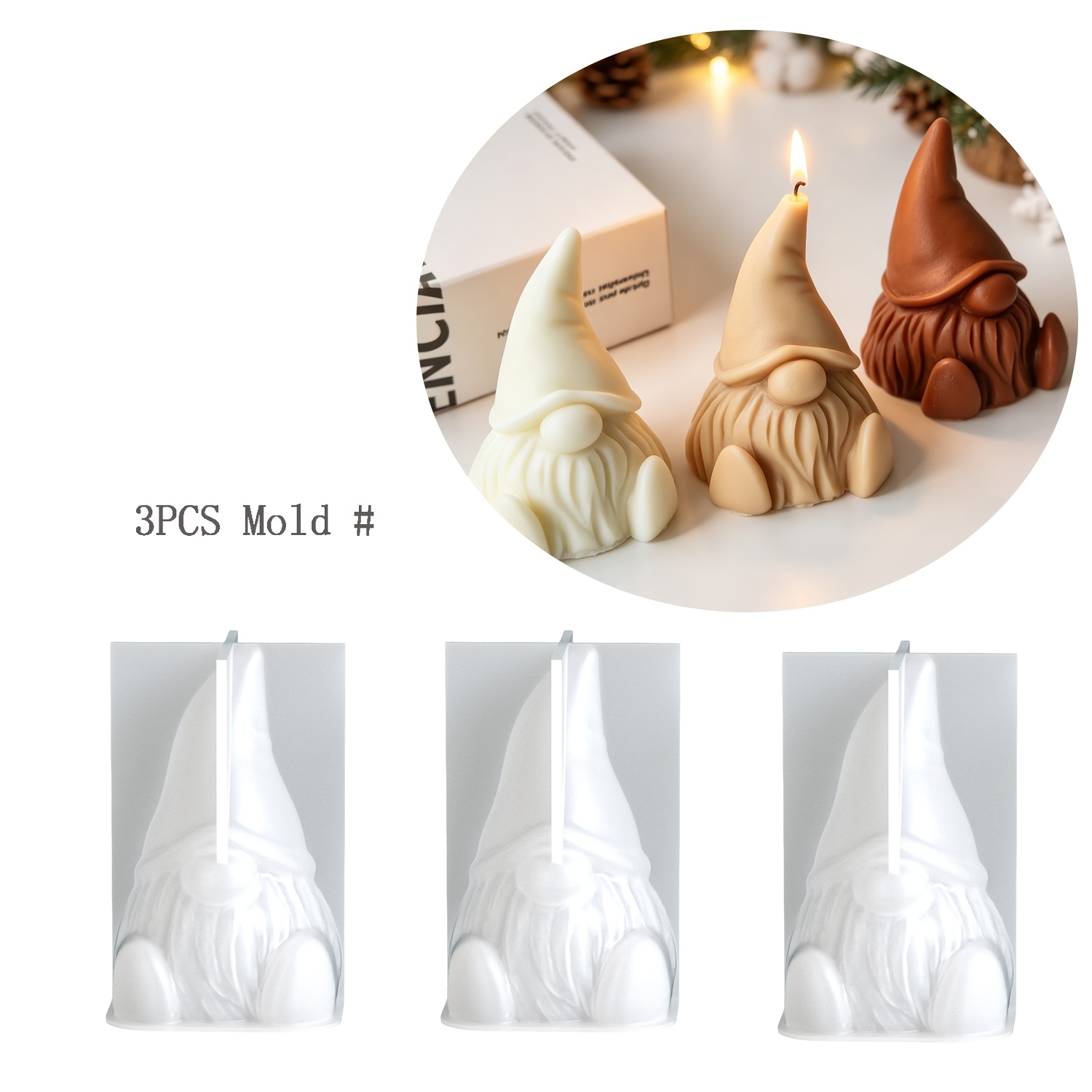 TEMU Molde de resina, Gorros navideños hechos a , Adornos de , Ancianos , Velas perfumadas con pegamento de resina epoxi, Moldes de silicona de