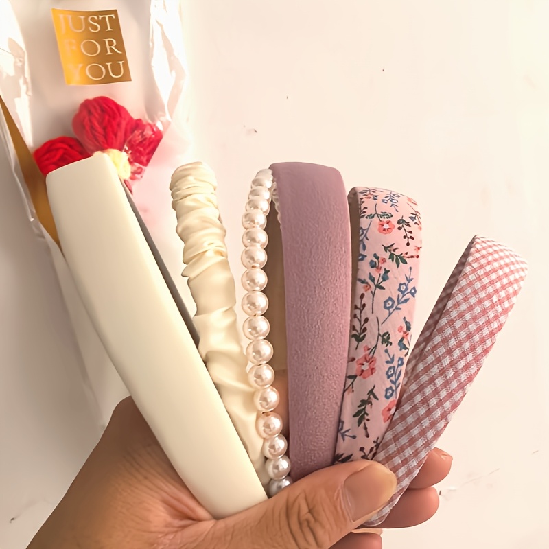 Image of Vintage Hong Style Floral Headband, Korean Style Outer Wear Headband For With Round Faces, Cute And Versatile Internet-famous Headband, 6pcs Set