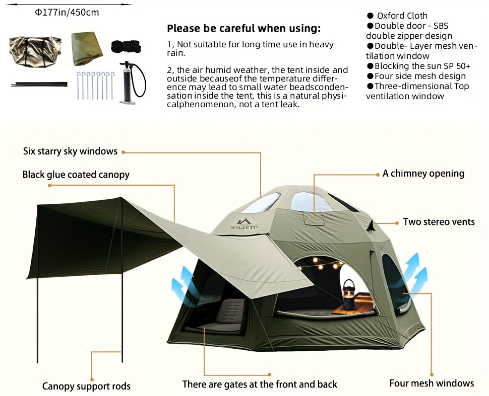 spherical inflatable camping tent   tent with inflatable pump and windproof suitable for year round camping Product details 1