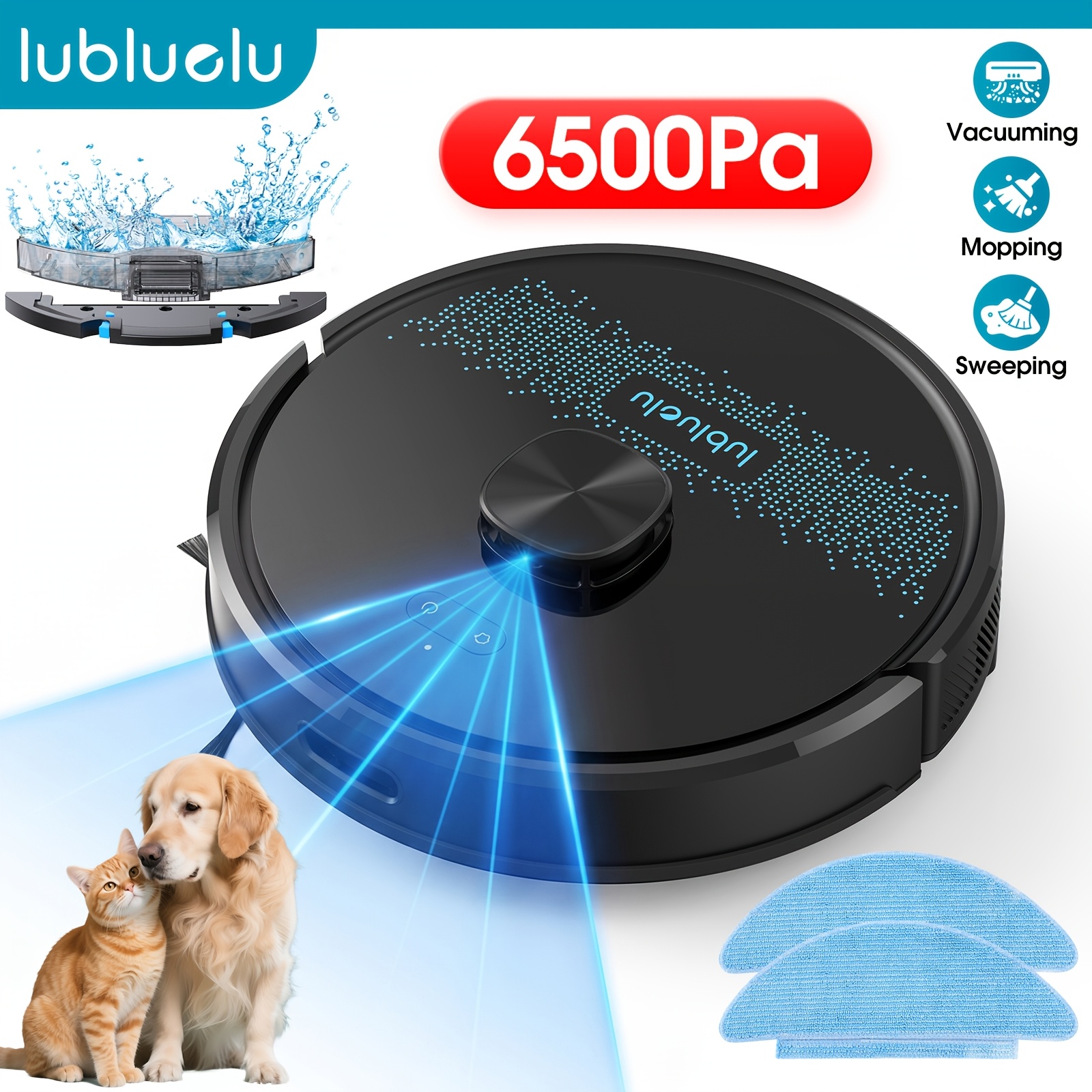 Image of Lubluelu Ultra Robot Vacuum And Mop, 3-in-1 Robot Vacuum Cleaner, 6.5kpa Super Suction, 120 , Recharge, Precise Navigation, , , 14 No-go Zones, Smart App Control, For Carpet Pet Hair Hard Floor