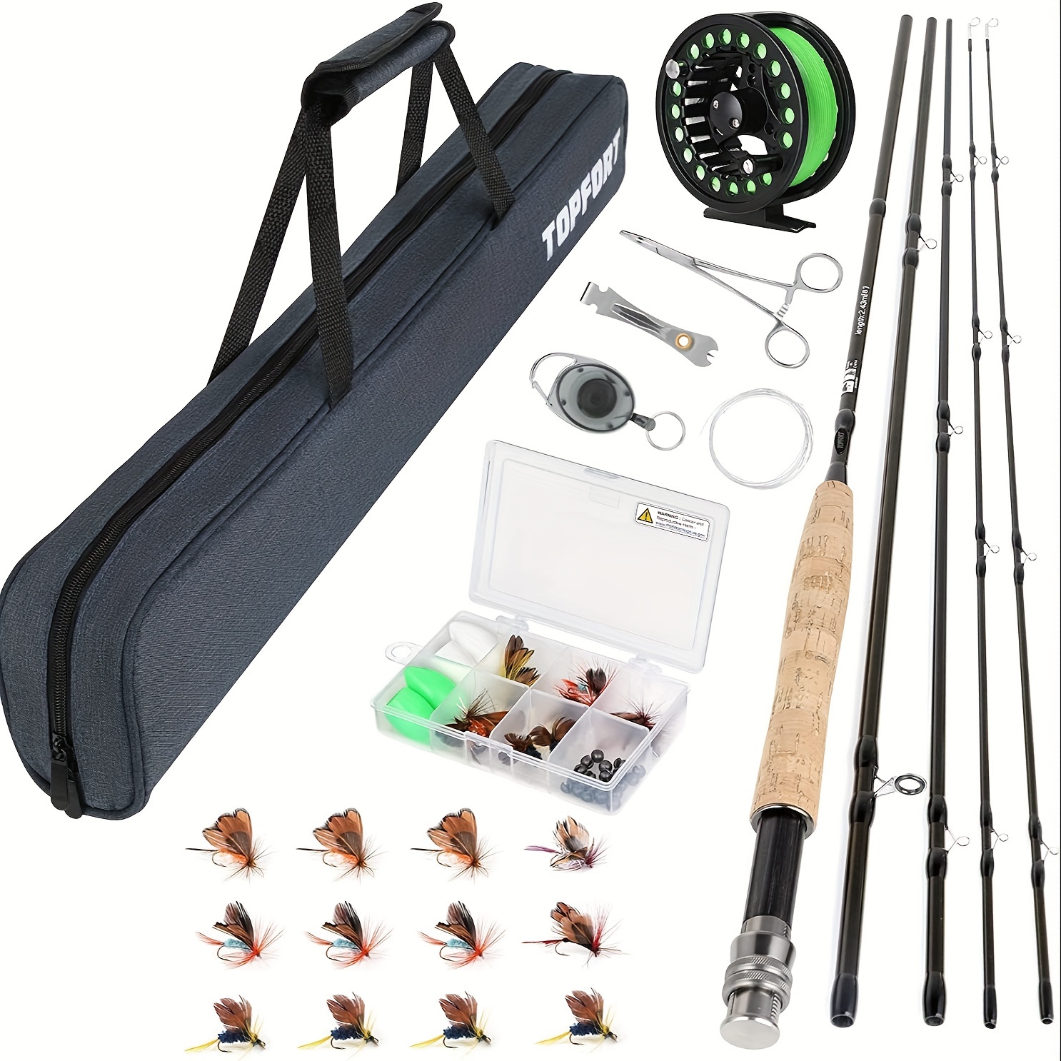 

Topfort Fly Fishing Rod And Reel Combo Starter Kit, 4 Piece Lightweight Ultra-portable Graphite Fly Rod Complete Starter Package With Carrier Bag