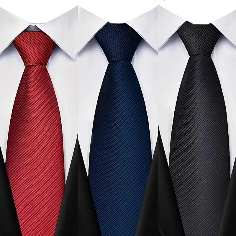 E-shop 3er-Pack Herren Hemd mit Reißverschluss, Multicolor Schwarz/Grau/Rot/Blau Gestreift, Bürokleidung, Accessoire, Formelle Freizeit Hochzeit Deko