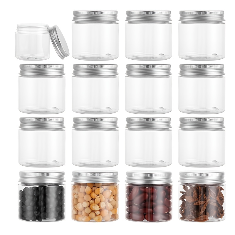 Image of 6/16pcs 4oz (. 100g)pcs Small Plastic Jars With Lids, Food Storage Jars, Fillable Empty Containers, Small Storage Containers For Dried Fruits, Nuts, Honey And Seasonings