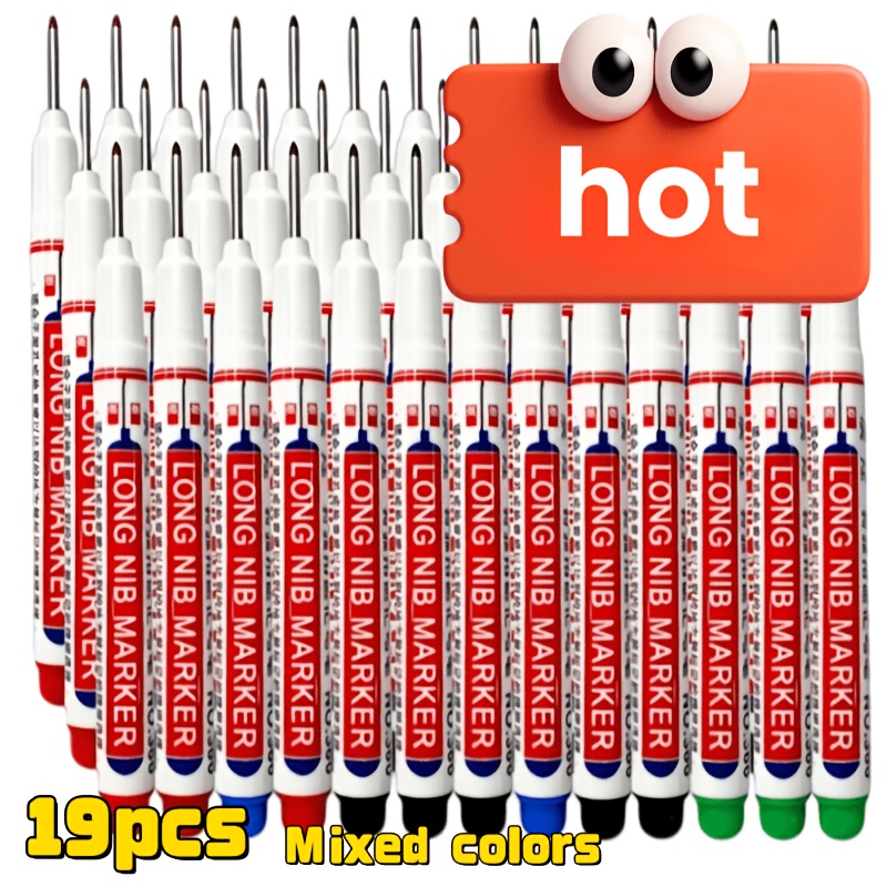TEMU 19 marqueurs de à pointe fine de qualité supérieure, rouge, noir, bleu, vert (mélange de 4 couleurs), stylos de dessin multifonctionnels pour