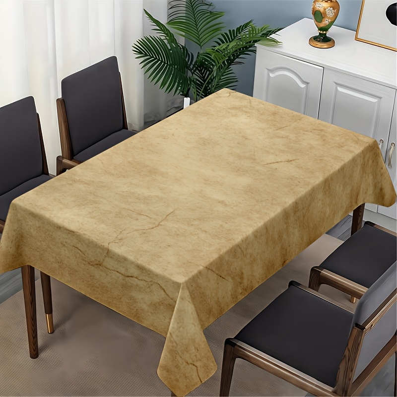 TEMU 1pc Soft, Fashionable, And Aesthetic Vintage Distressed Texture Tablecloth, Machine Washable And Easy To Clean, Scratch-resistant, Lightweight,