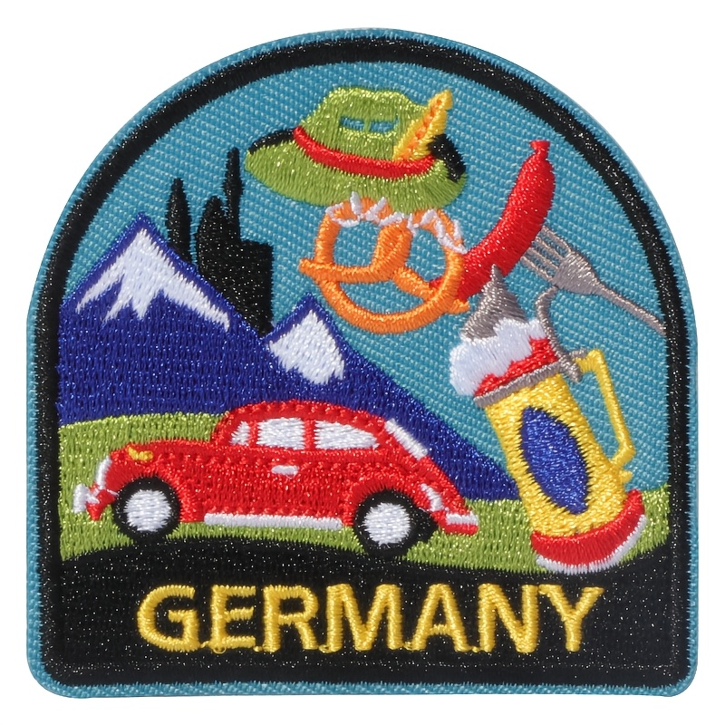 1pc Germany Art Embroidered Patch, Iron On Or Sew On Patch Applique For Clothes, Dress, Hat, Jeans