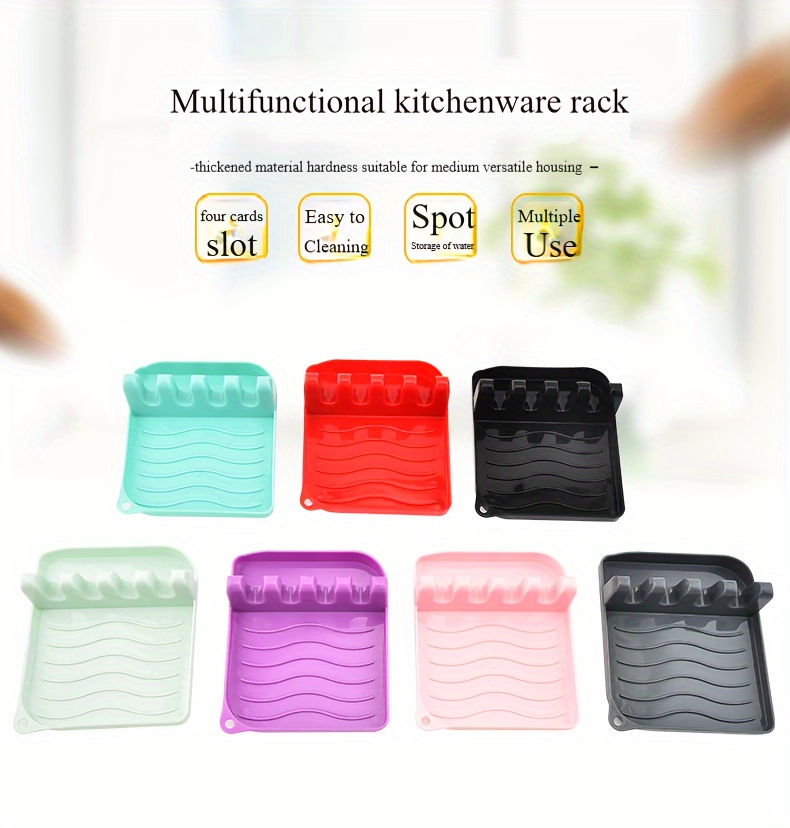 colorful kitchen utensil holder with drain pad   plastic no battery needed multi functional cooking tool organizer for spoons spatulas space saving storage solution details 0