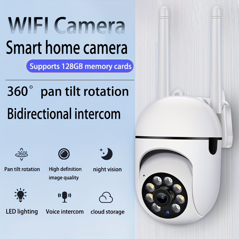 wireless 1080p hd security camera with color night vision 2 way audio pan tilt   smart home wi fi camera for pet safety details 0