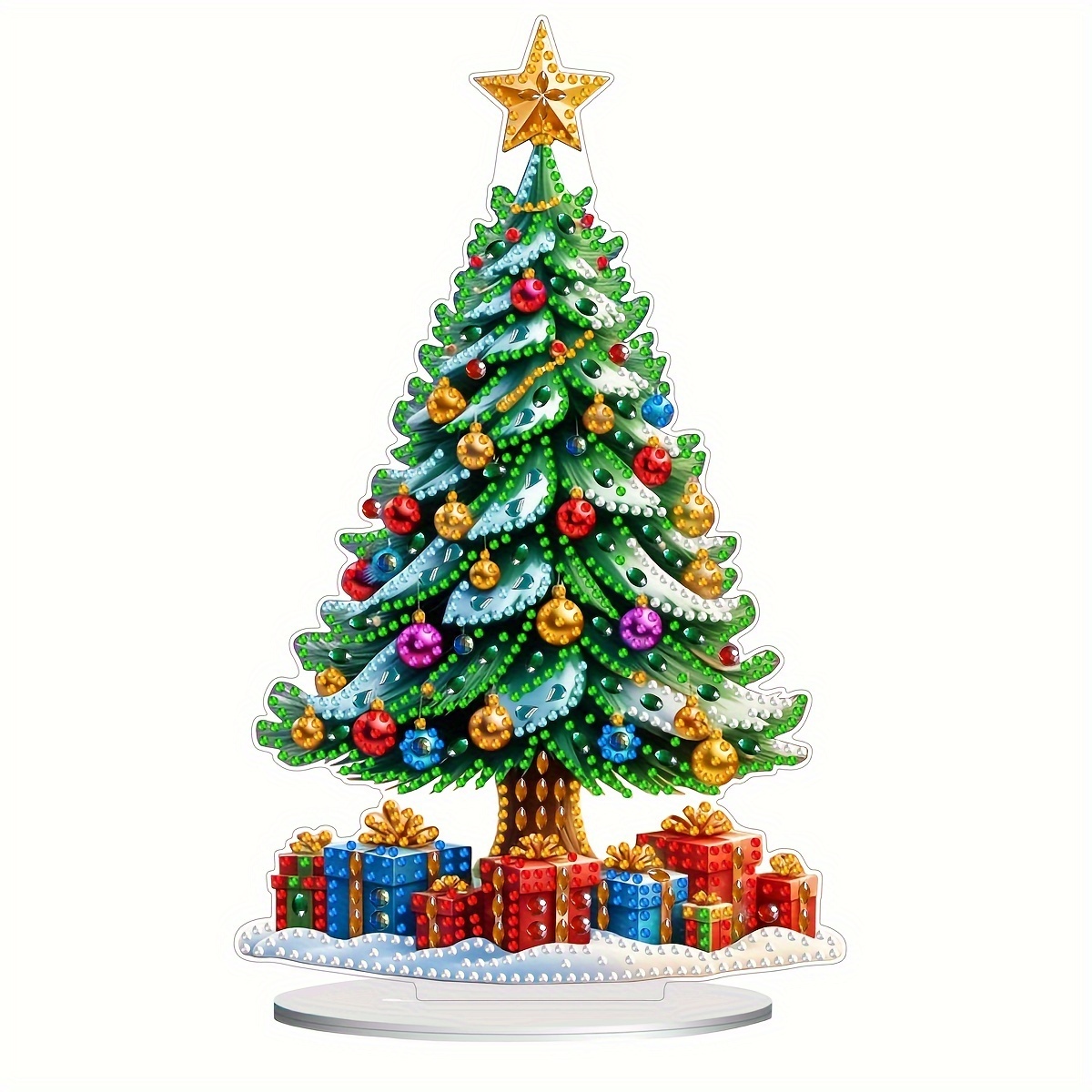 

Diy 5d Christmas Tree Diamond Painting Kit - Acrylic Mosaic Art Craft For Desktop & Bedroom Decor, Unique Shaped Diamonds, Gift Box Included