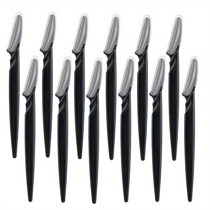 12-Pack Stainless Steel Eyebrow Pencils - Heavy-Duty Eyebrow & Body Hair Trimmer, Sharp Blades, No Accessories Needed, Portable & Hygienic for Home, Salon, Travel - Ideal for Eyebrows, Mustache, Lips, Chin Line - Durable Stainless Steel Construction, Facial Hair Grooming, Ergonomic Grip