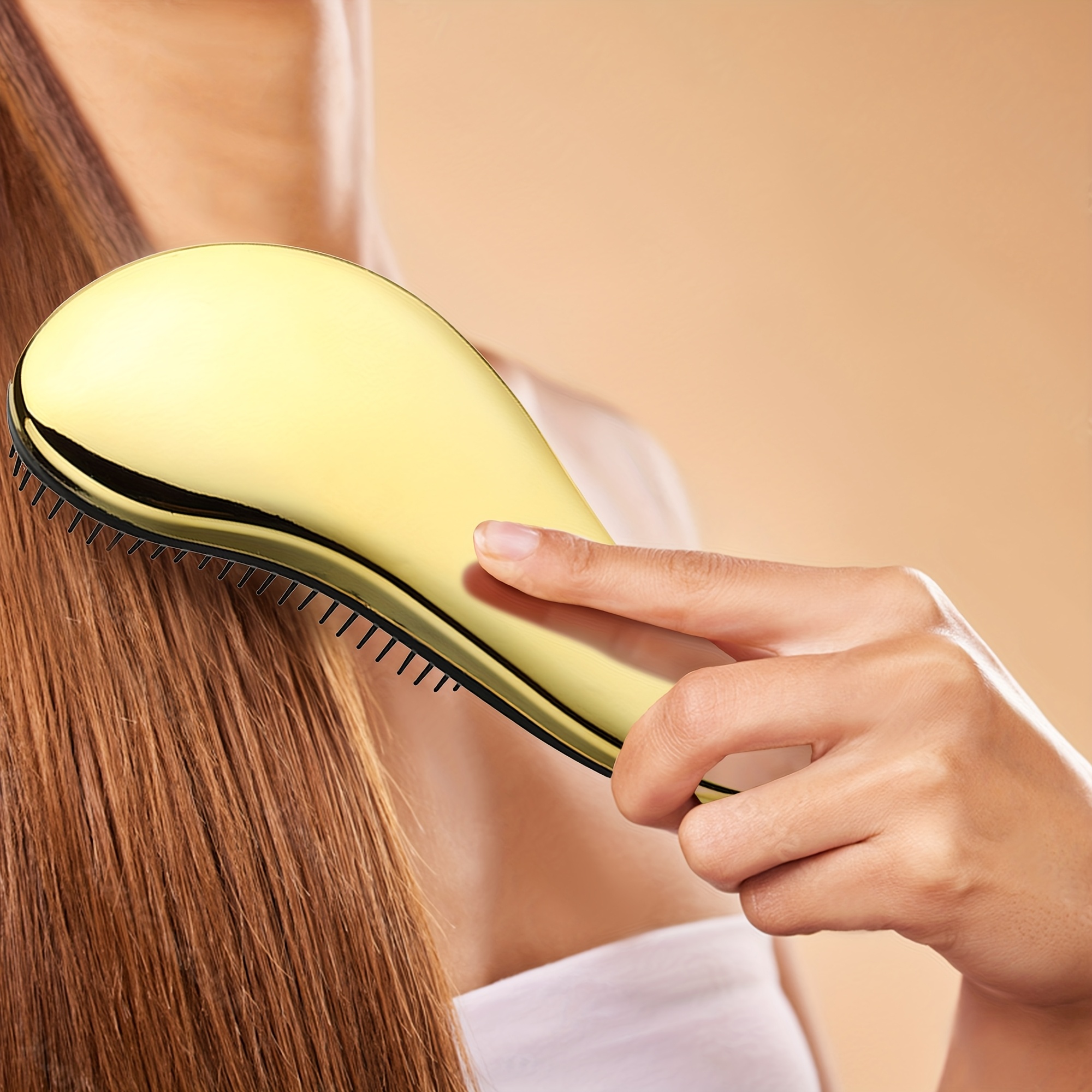 1 stuks Gegalvaniseerde Ontwarborstel | Premium Gouden Haarborstel, Ergonomisch Ontwerp, Geschikt voor Alle Haartypes, Zowel Nat als Droog, Zachte Krulborstel voor Vrouwen, Mannen en Volwassenen | Nylon Borstelharen, ABS Plastic Handvat, BRUSH Merk