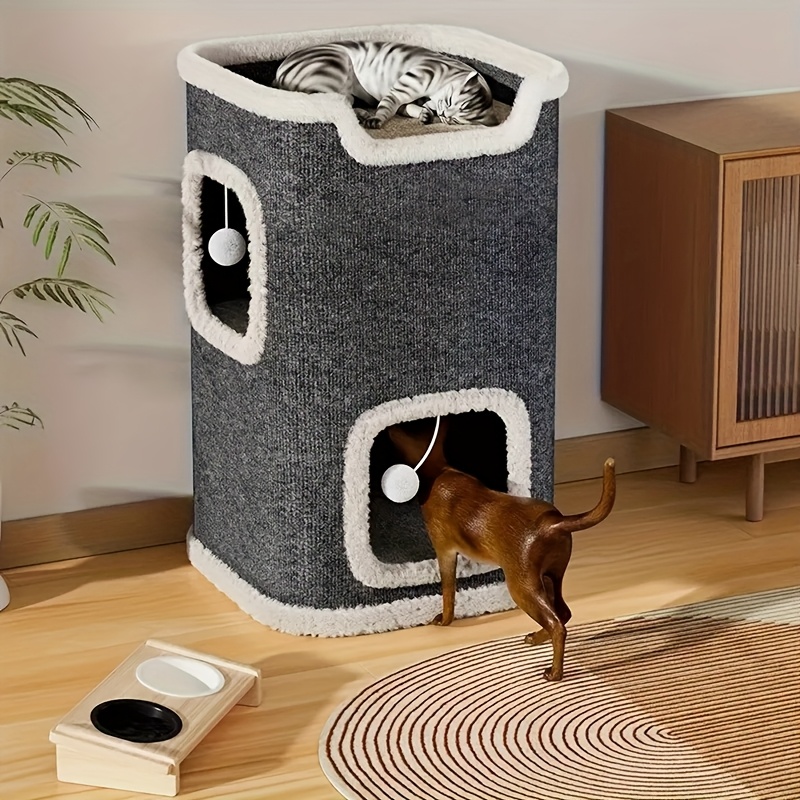 

Arbre à Chat en Sisal à Plusieurs Niveaux avec Condo Confortable & Griffoirs - Maison pour Chat , Chaude et Amusante pour Jeu et Détente en Intérieur