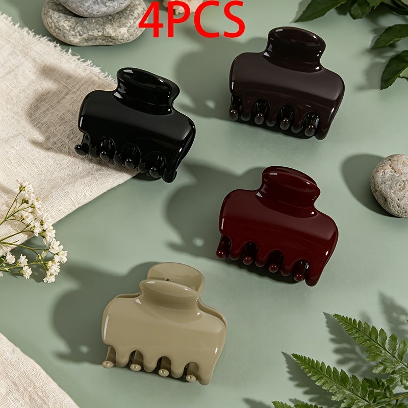 TEMU 4pcs Set Of Elegant And Minimalist High Ponytail Hair Claw Clips For Women, Shiny Finish, Half-up Hairstyle, Shark Clip For High Ponytails,