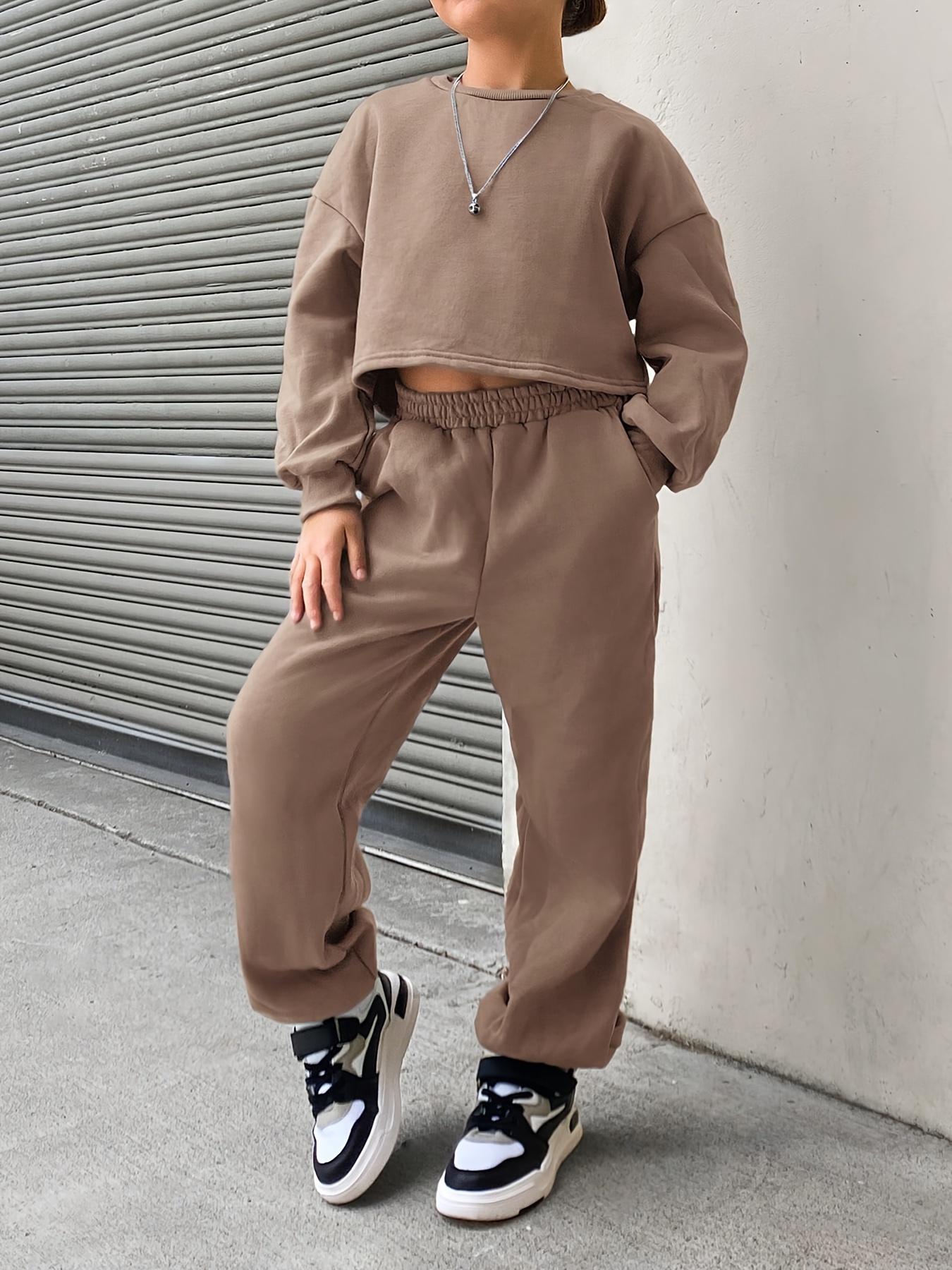 Girls' Casual Fleece Pants Set for Fall and Winter